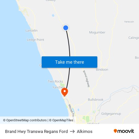 Brand Hwy Transwa Regans Ford to Alkimos map