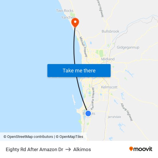 Eighty Rd After Amazon Dr to Alkimos map