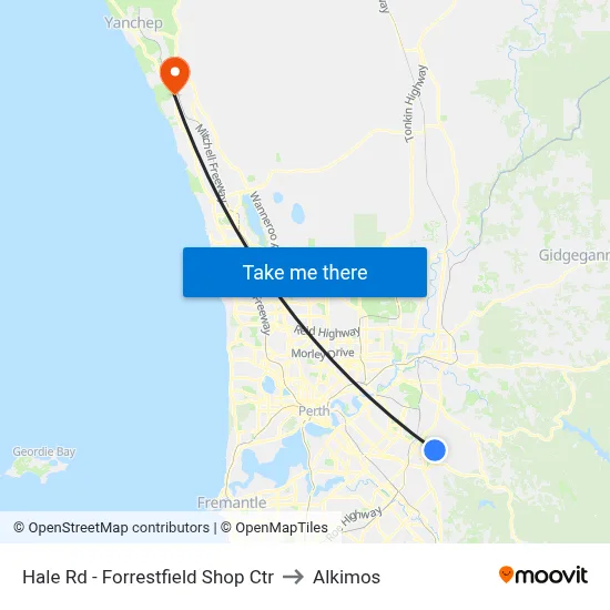Hale Rd - Forrestfield Shop Ctr to Alkimos map