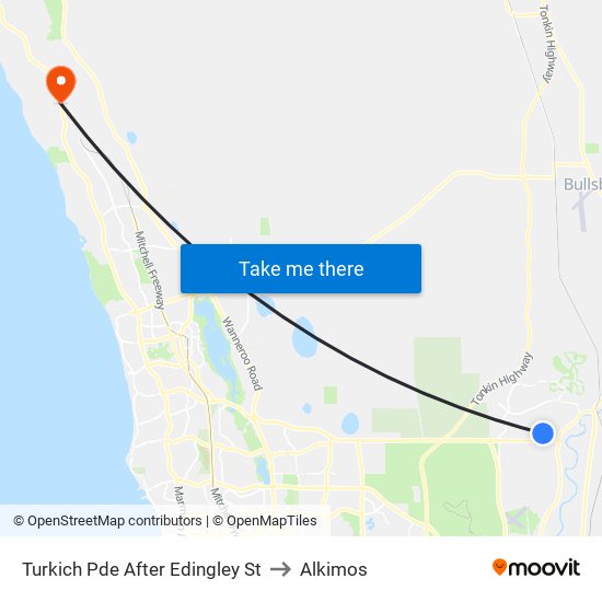 Turkich Pde After Edingley St to Alkimos map
