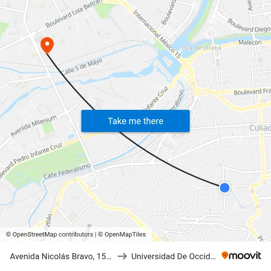 Avenida Nicolás Bravo, 1576_A to Universidad De Occidente map