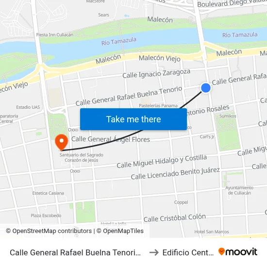 Calle General Rafael Buelna Tenorio, 17 to Edificio Central map