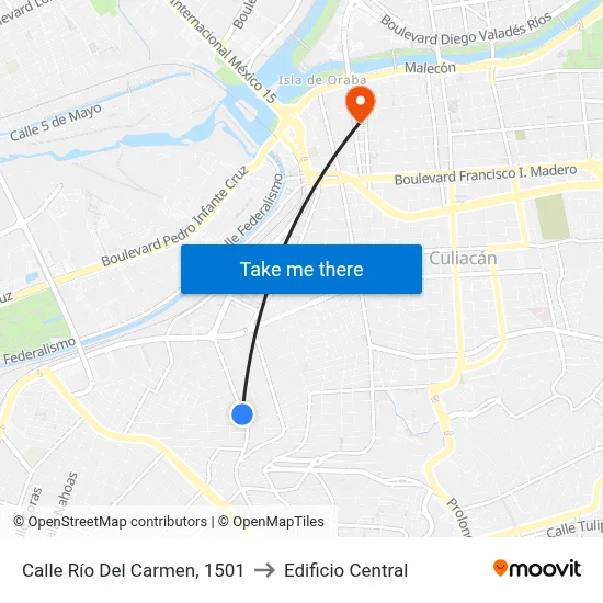 Calle Río Del Carmen, 1501 to Edificio Central map