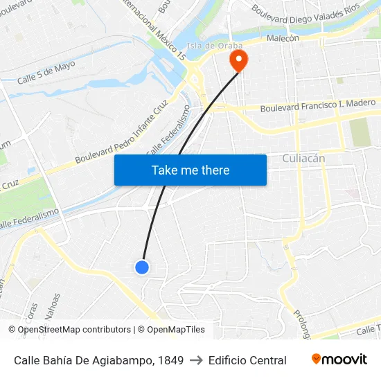 Calle Bahía De Agiabampo, 1849 to Edificio Central map