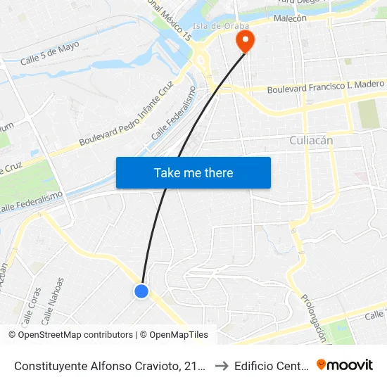 Constituyente Alfonso Cravioto, 2103b to Edificio Central map