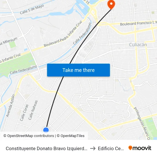 Constituyente Donato Bravo Izquierdo, 2106 to Edificio Central map