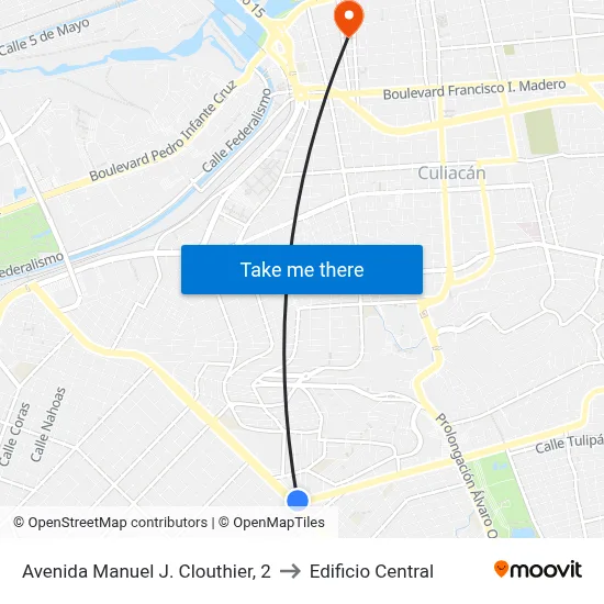 Avenida Manuel J. Clouthier, 2 to Edificio Central map