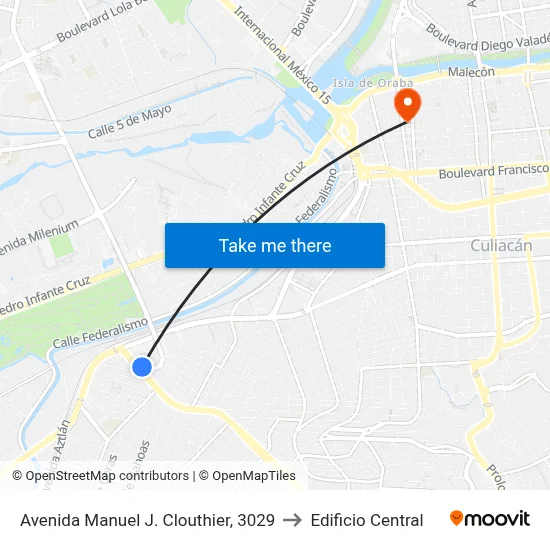 Avenida Manuel J. Clouthier, 3029 to Edificio Central map