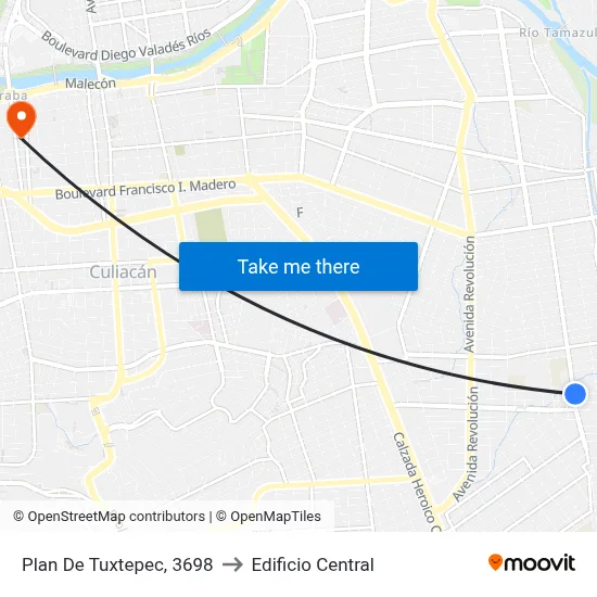 Plan De Tuxtepec, 3698 to Edificio Central map