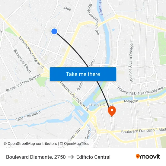 Boulevard Diamante, 2750 to Edificio Central map