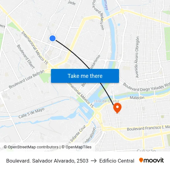 Boulevard. Salvador Alvarado, 2503 to Edificio Central map