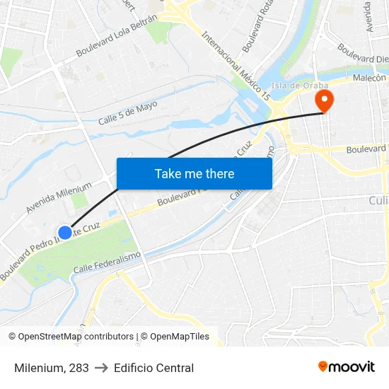 Milenium, 283 to Edificio Central map