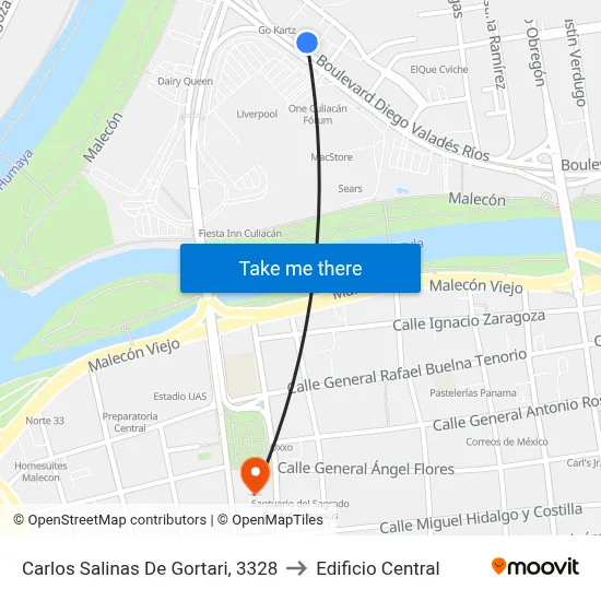 Carlos Salinas De Gortari, 3328 to Edificio Central map