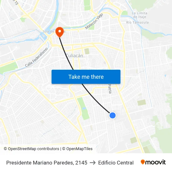 Presidente Mariano Paredes, 2145 to Edificio Central map