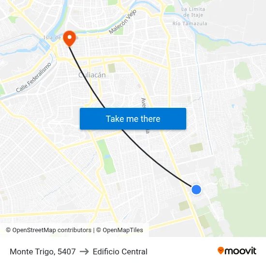 Monte Trigo, 5407 to Edificio Central map