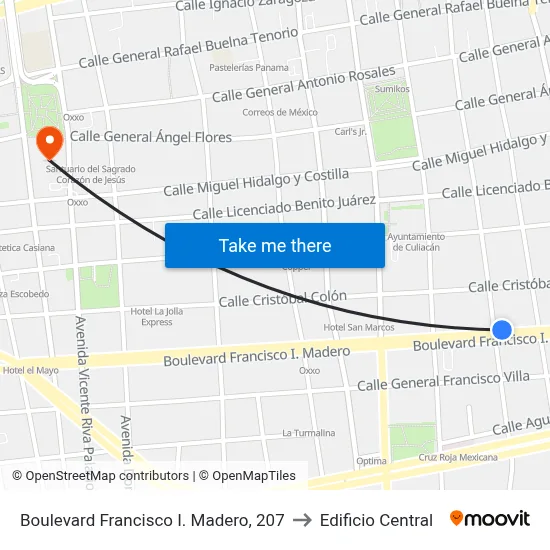 Boulevard Francisco I. Madero, 207 to Edificio Central map