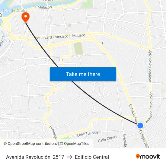 Avenida Revolución, 2517 to Edificio Central map