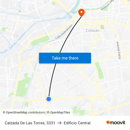 Calzada De Las Torres, 3331 to Edificio Central map