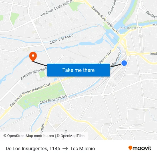 De Los Insurgentes, 1145 to Tec Milenio map