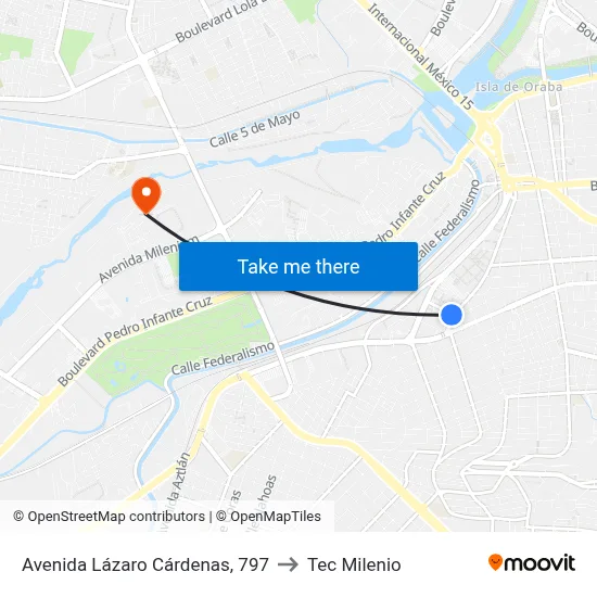 Avenida Lázaro Cárdenas, 797 to Tec Milenio map