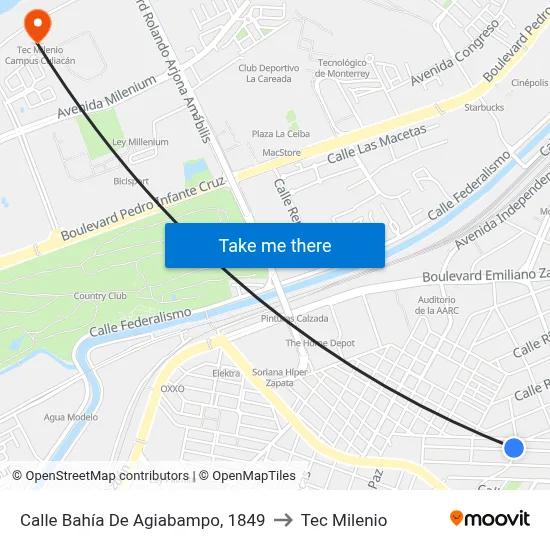 Calle Bahía De Agiabampo, 1849 to Tec Milenio map