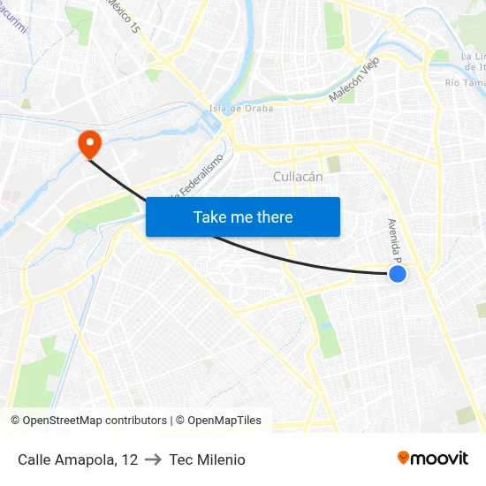 Calle Amapola, 12 to Tec Milenio map