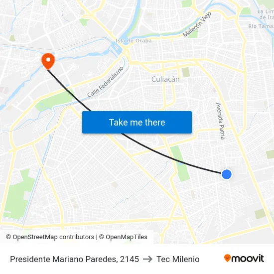 Presidente Mariano Paredes, 2145 to Tec Milenio map