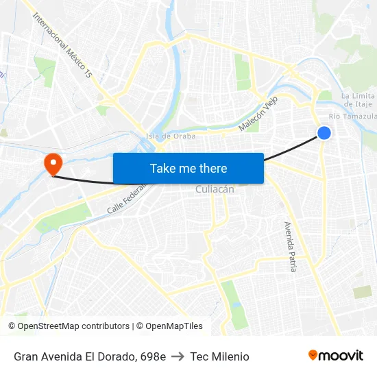 Gran Avenida El Dorado, 698e to Tec Milenio map