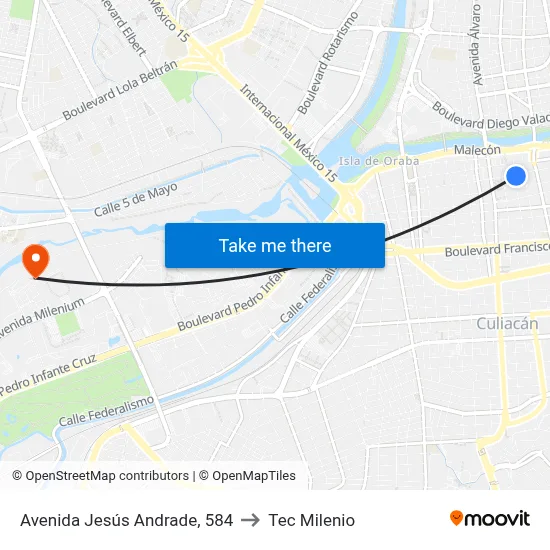 Avenida Jesús Andrade, 584 to Tec Milenio map