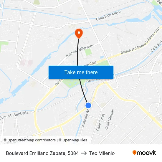 Boulevard Emiliano Zapata, 5084 to Tec Milenio map