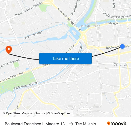 Boulevard Francisco I. Madero 131 to Tec Milenio map