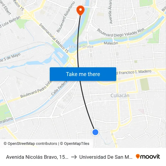 Avenida Nicolás Bravo, 1576_A to Universidad De San Miguel map