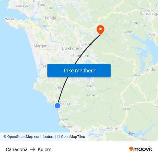 Canacona to Kulem map