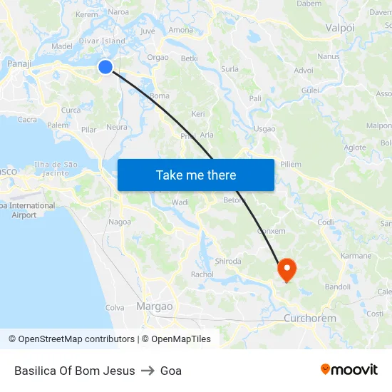 Basilica Of Bom Jesus to Goa map
