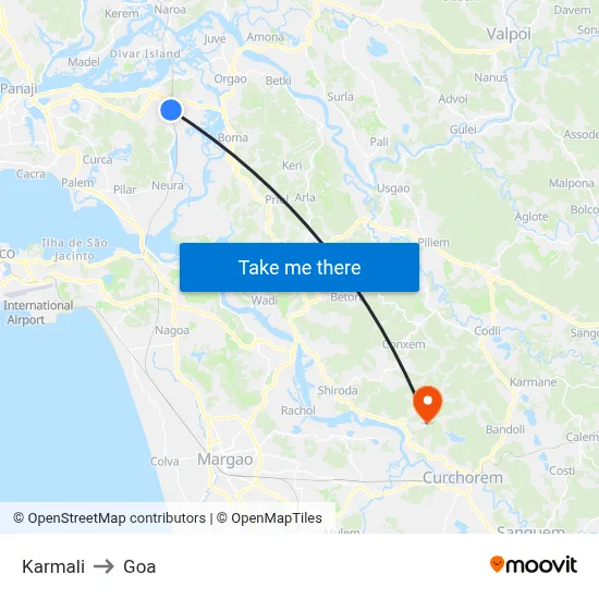Karmali to Goa map