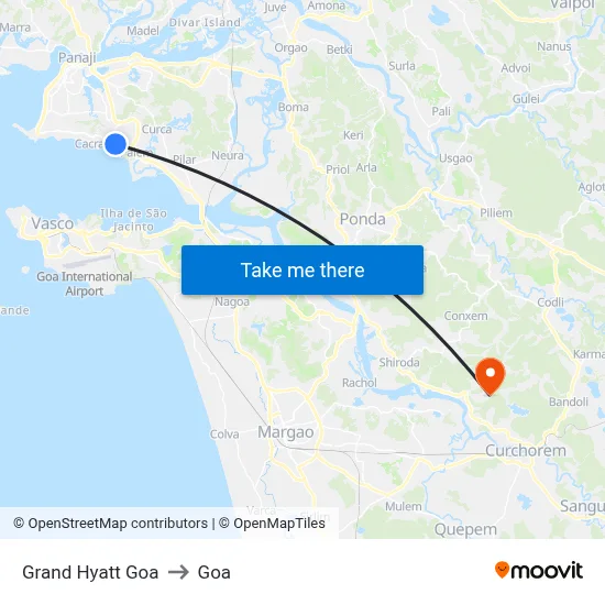 Grand Hyatt Goa to Goa map