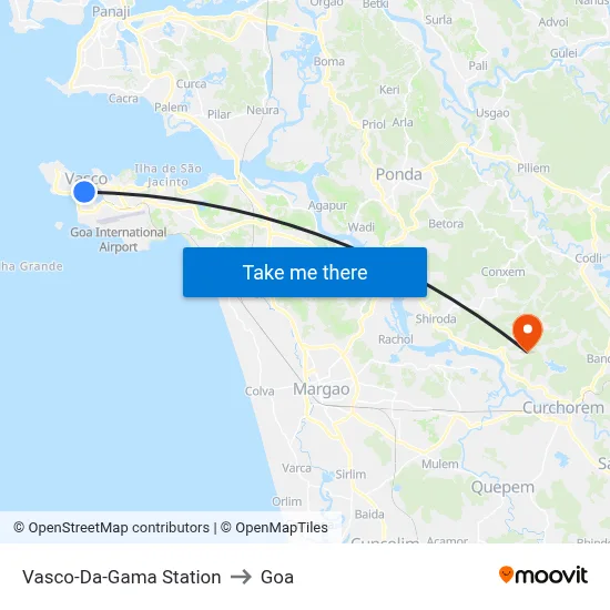 Vasco-Da-Gama Station to Goa map
