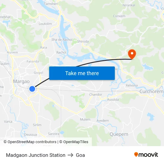 Madgaon Junction Station to Goa map