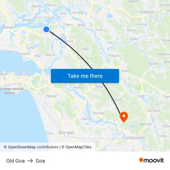 Old Goa to Goa map