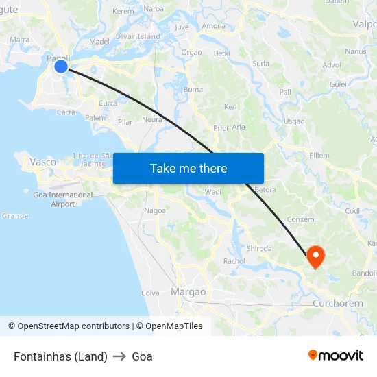 Fontainhas (Land) to Goa map