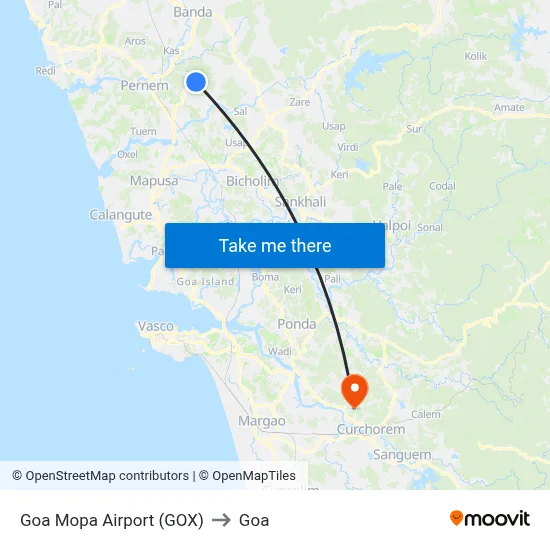 Goa Mopa Airport (GOX) to Goa map