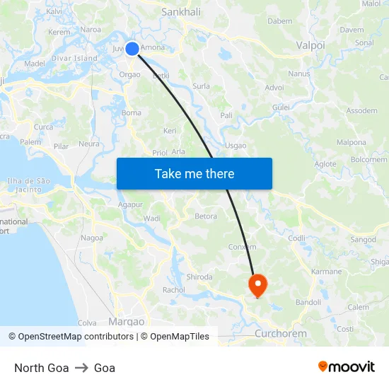 North Goa to Goa map