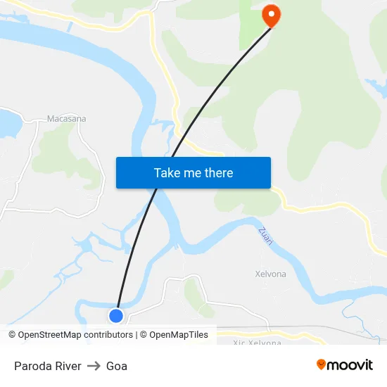 Paroda River to Goa map