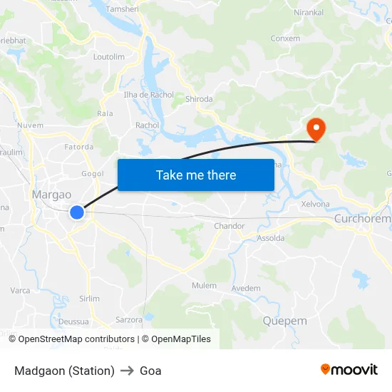 Madgaon (Station) to Goa map