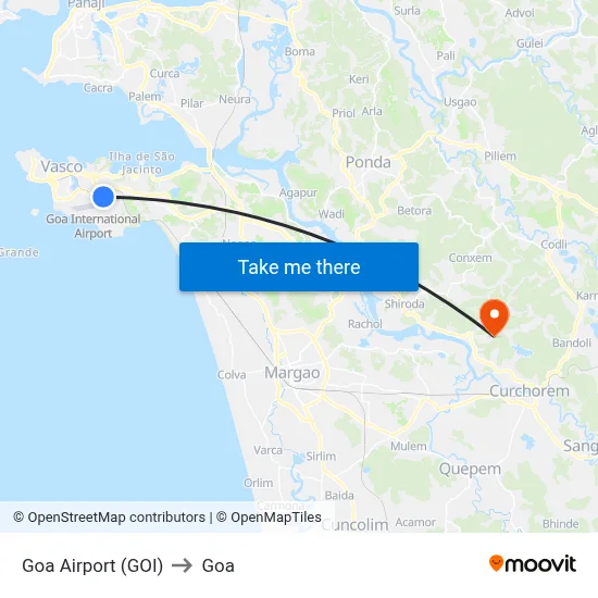 Goa Airport (GOI) to Goa map