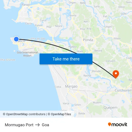 Mormugao Port to Goa map