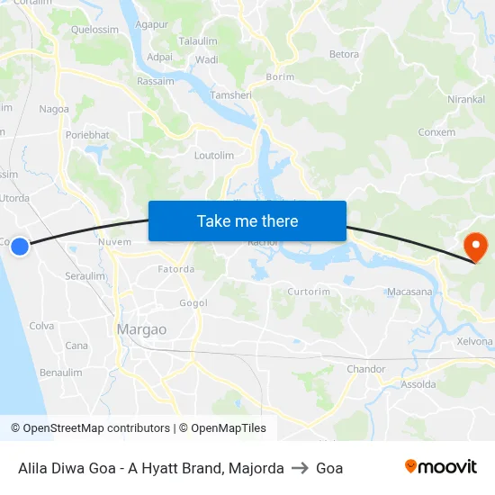 Alila Diwa Goa - A Hyatt Brand, Majorda to Goa map
