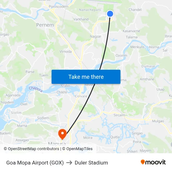 Goa Mopa Airport (GOX) to Duler Stadium map