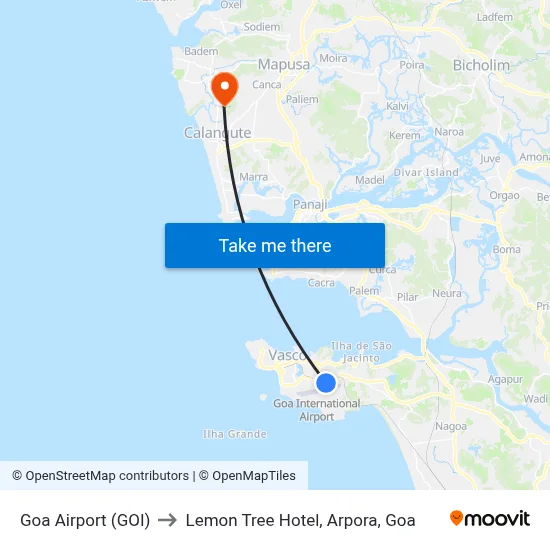 Goa Airport (GOI) to Lemon Tree Hotel, Arpora, Goa map