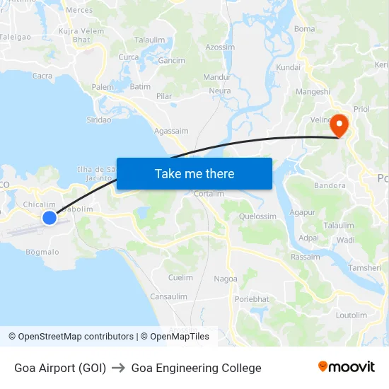 Goa Airport (GOI) to Goa Engineering College map